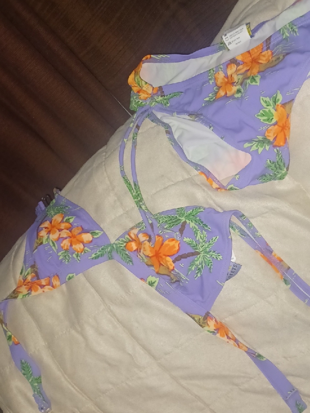 Purple Floral Tie Bikini Set - Women Swim Bikini